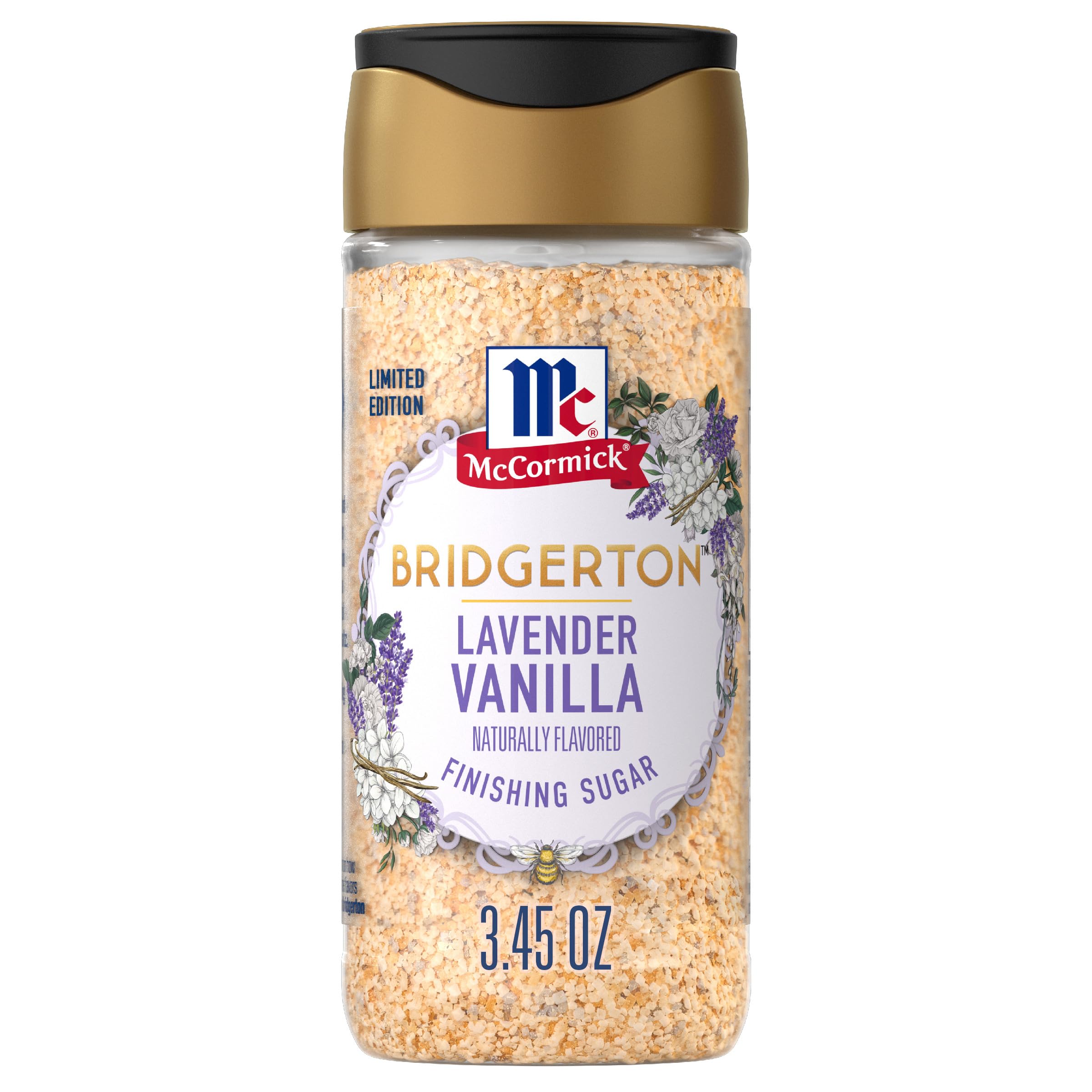 McCormick Bridgerton finishing sugar bottle adds floral vanilla for desserts