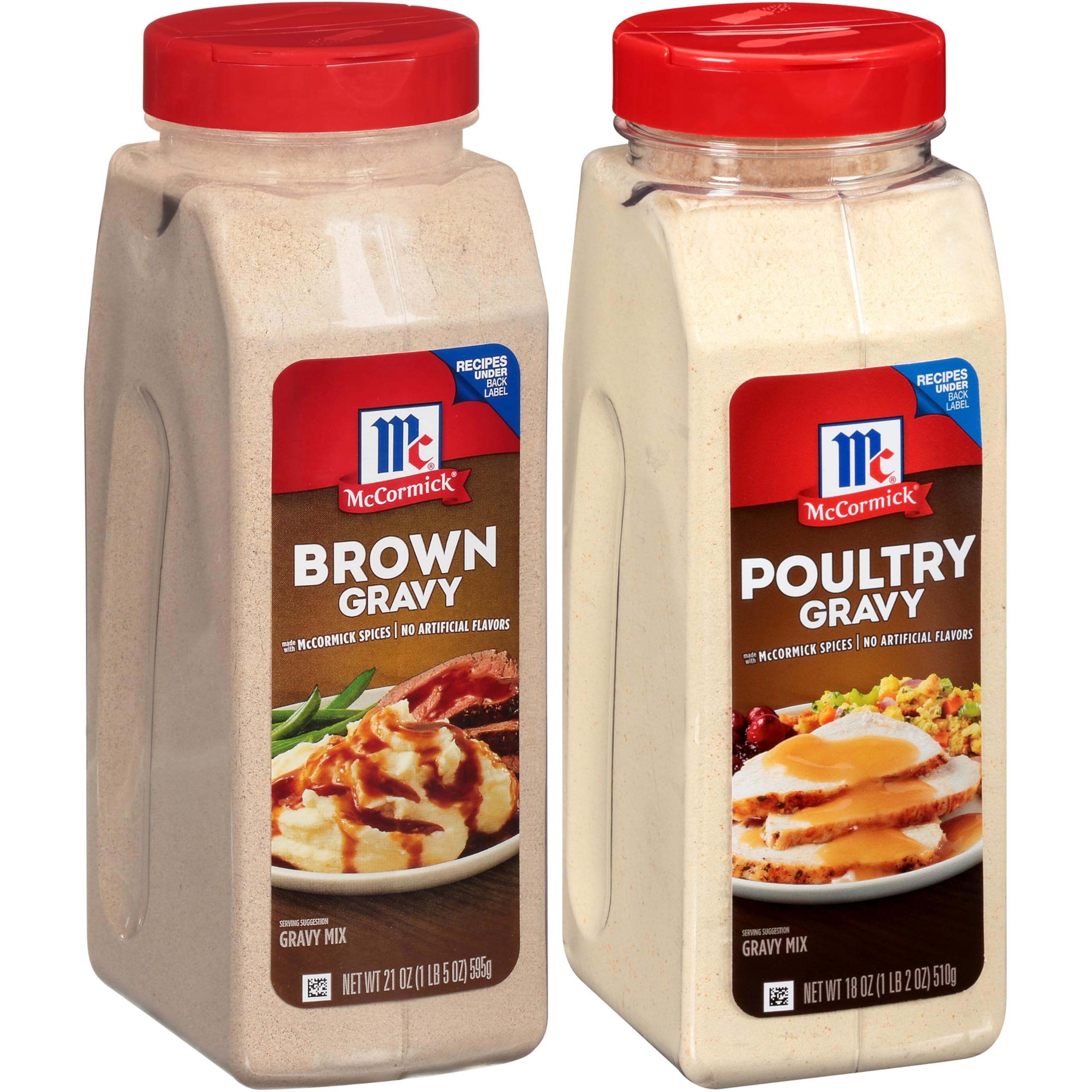 McCormick Brown Gravy Mix being poured for smooth, lump-free gravy.