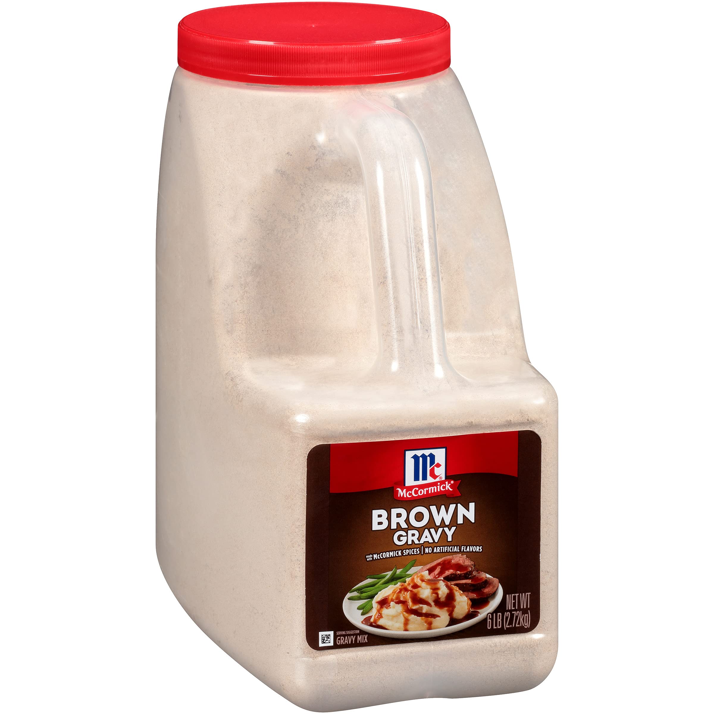 McCormick Brown Gravy Mix poured over roast beef for rich flavor.
