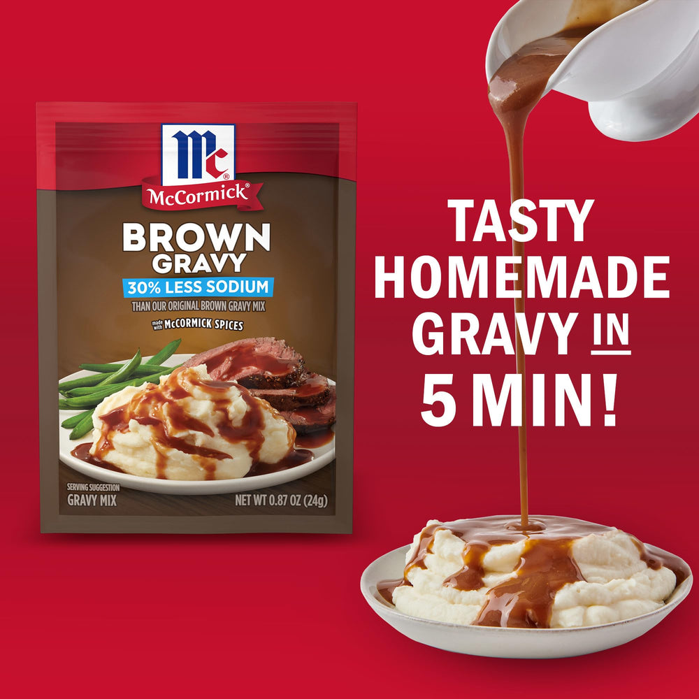 McCormick brown gravy served with mashed potatoes for comfort.