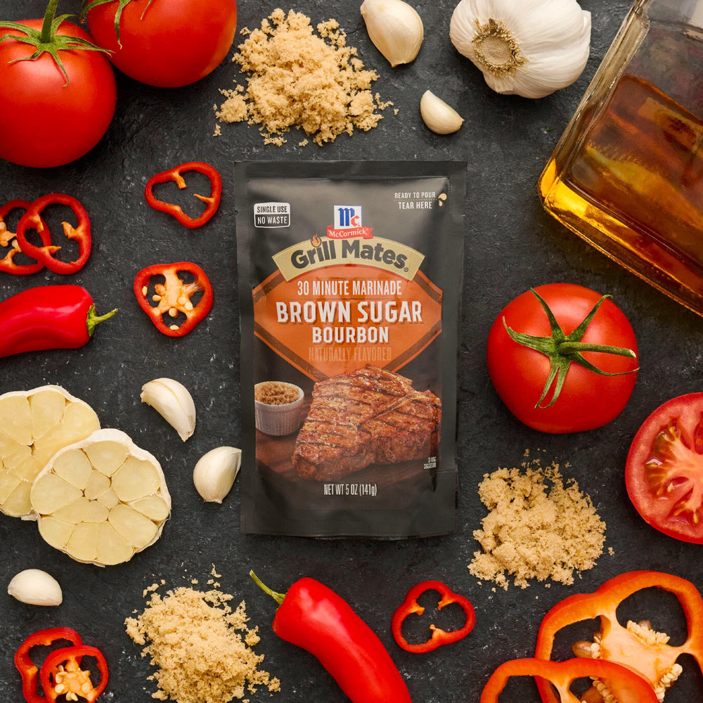 Red bell pepper specks indicate vibrant flavor in the marinade