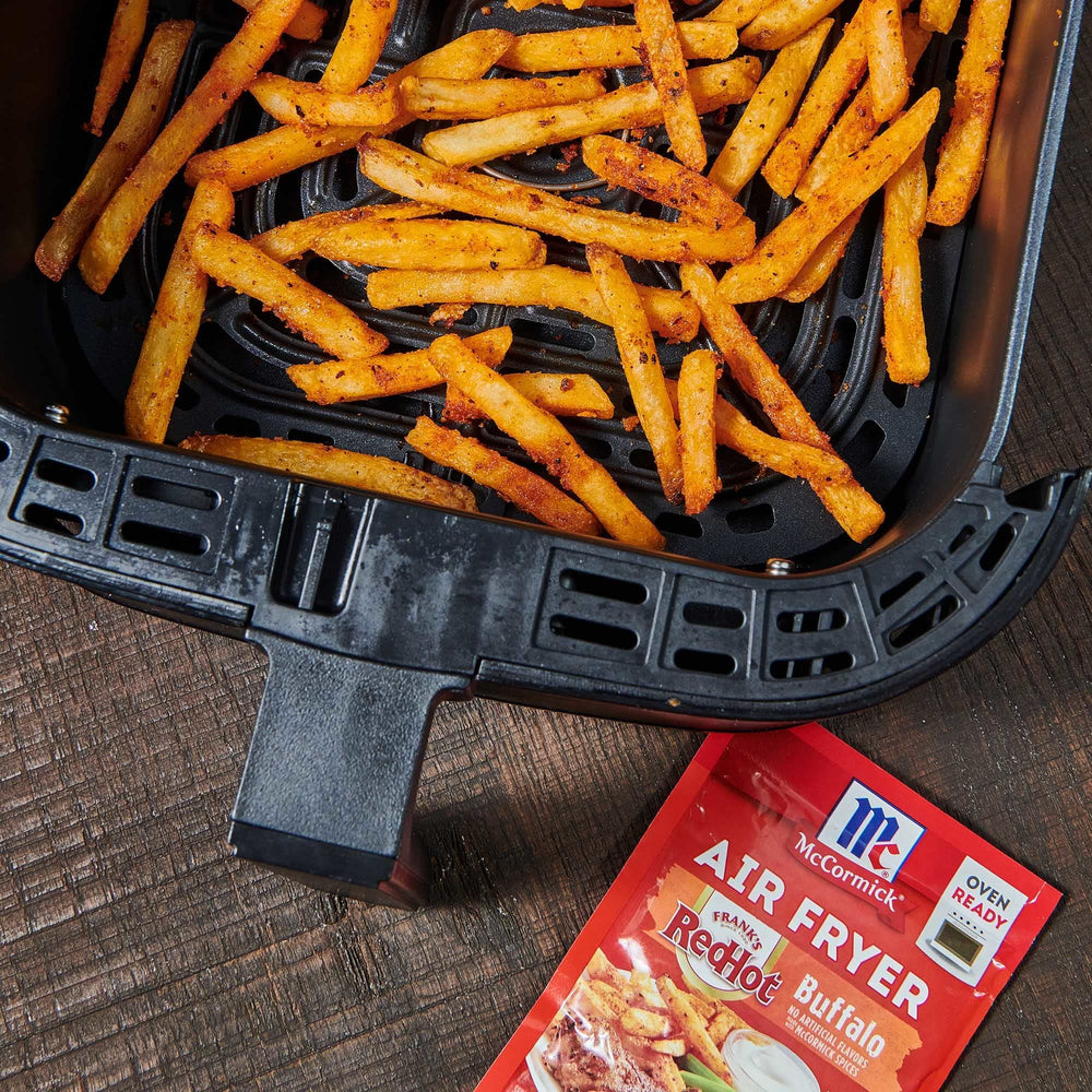 McCormick Buffalo Seasoning on air-fried fries delivering lighter crunch