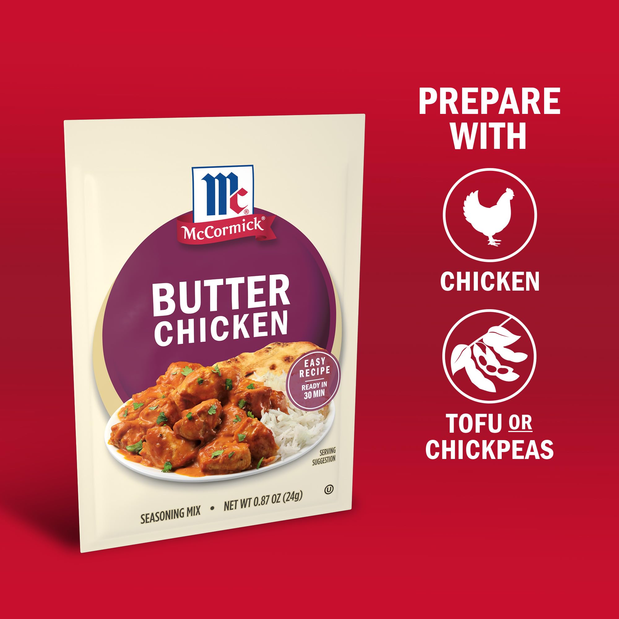 McCormick Butter Chicken Seasoning naan pairing enhances Indian-inspired weeknight meals.