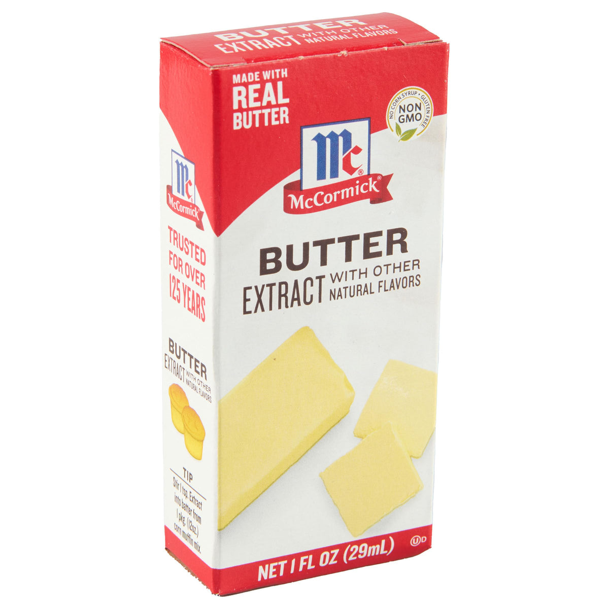 McCormick Butter Extract bottle close-up highlighting rich flavor for baking.