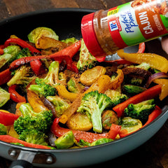 McCormick Cajun Seasoning adds robust flavor to veggies and grilled dishes.