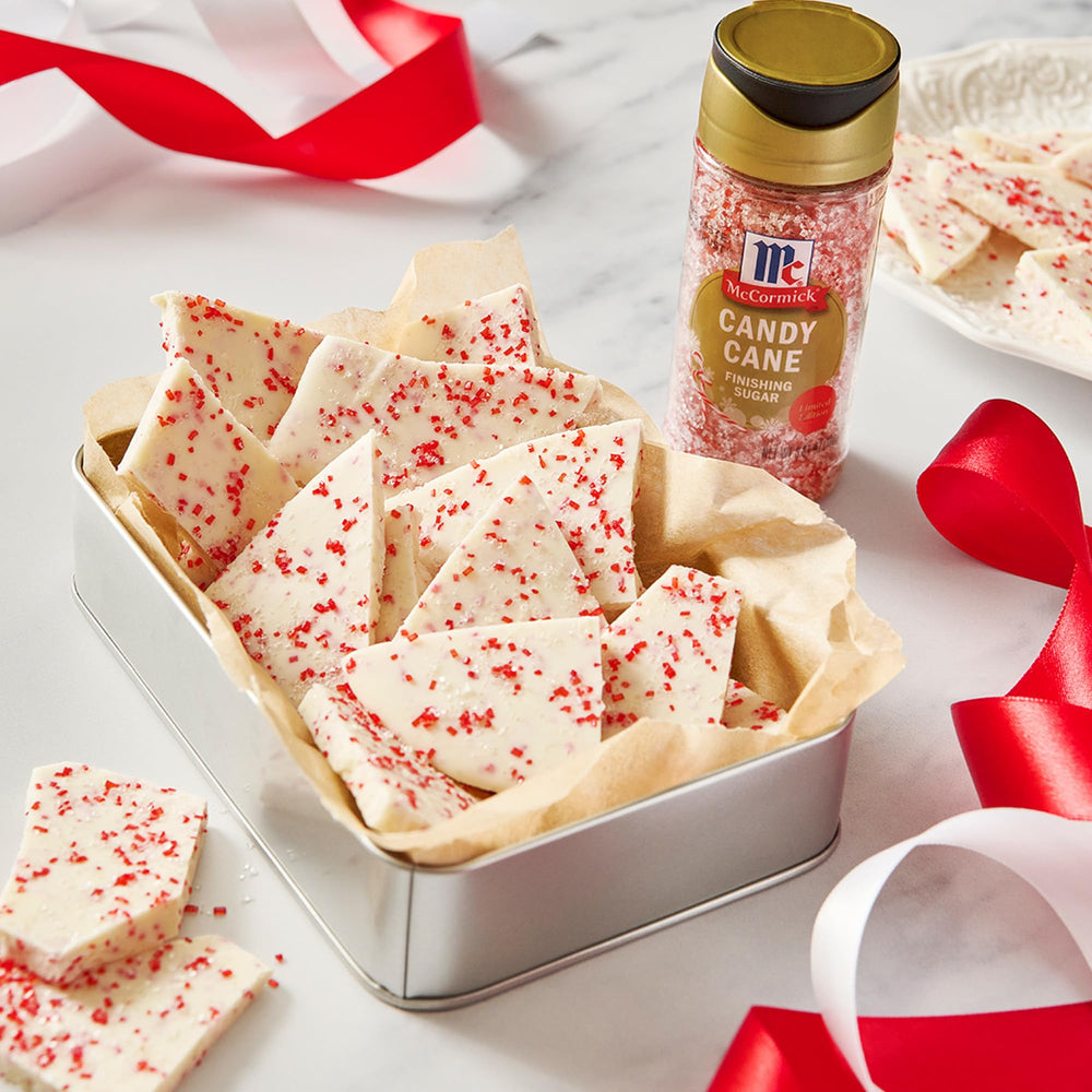 McCormick Candy Cane Finishing Sugar enhances cocktail rims with peppermint twist