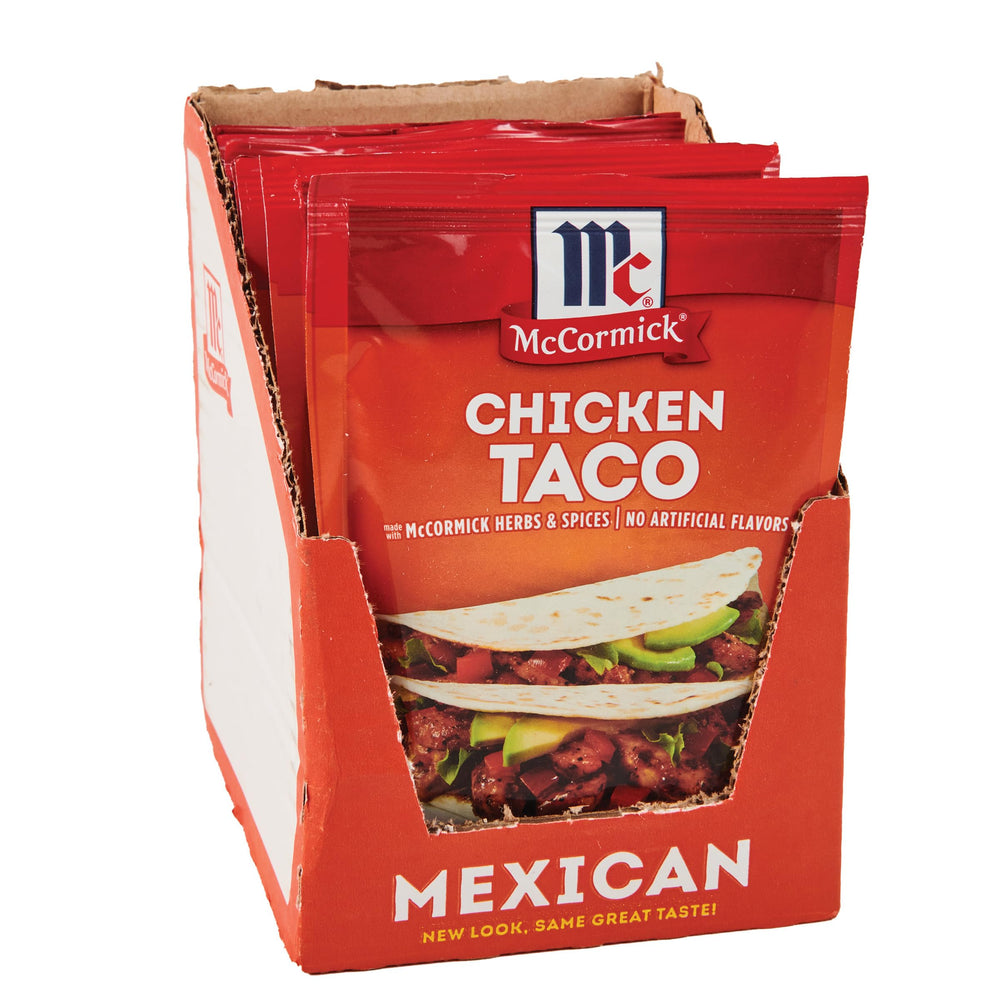 McCormick Chicken Taco Seasoning Mix front-pack for quick weeknight flavor.
