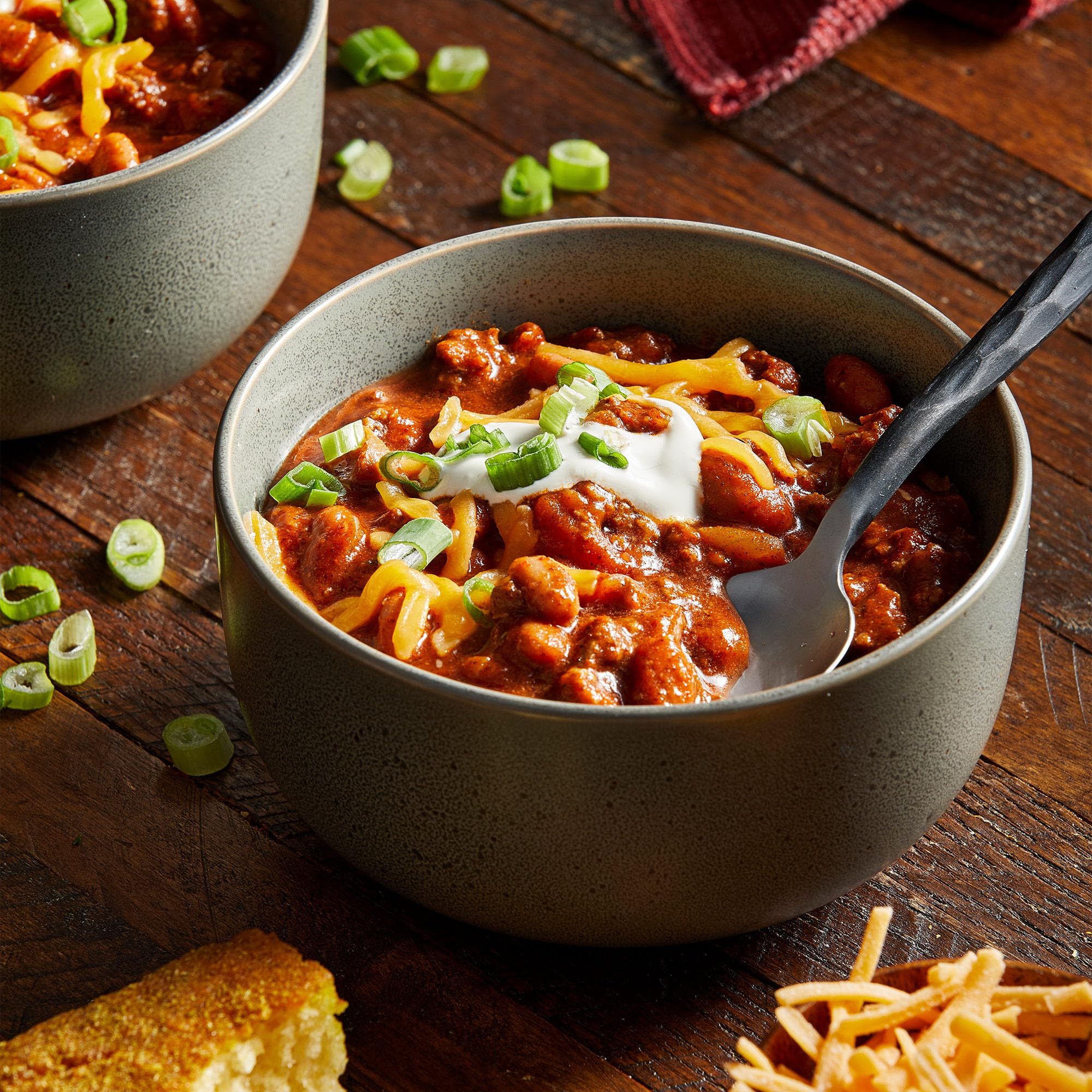 Chili pepper and herbs visible in McCormick spice blend close-up.