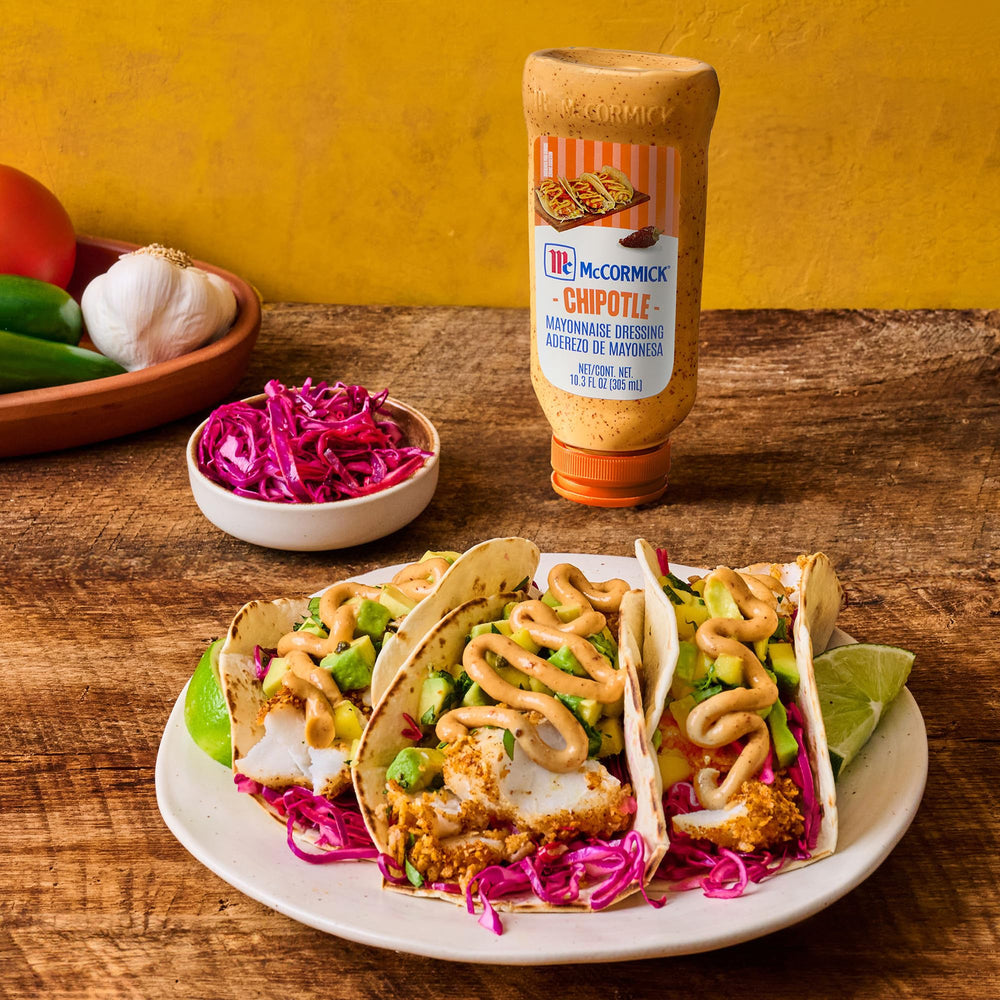 Taco night with McCormick Chipotle Mayonnaise Dressing as topping