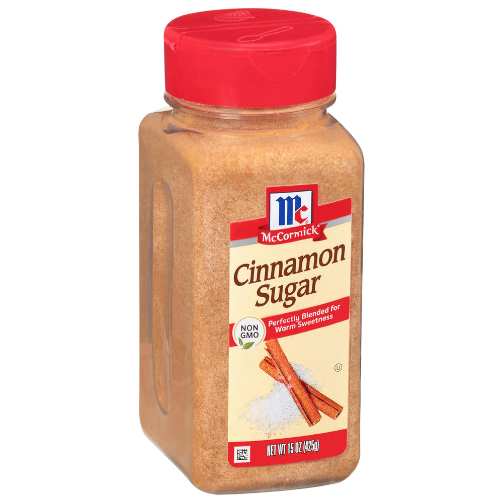 McCormick Cinnamon Sugar bottle front showing balanced cinnamon sweetness for breakfasts