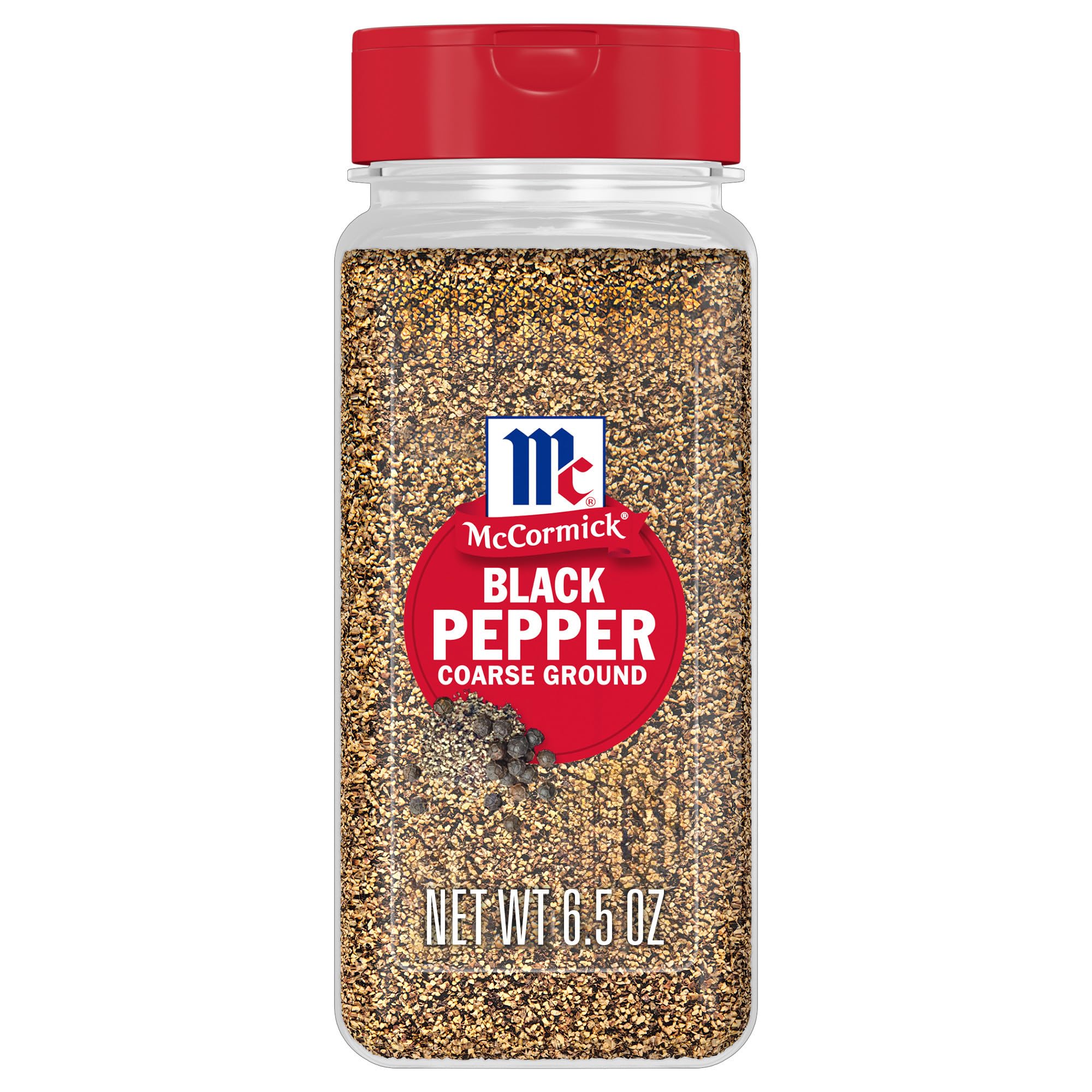 McCormick Coarse Ground Black Pepper enhances steak encrust with bold, earthy heat
