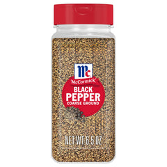 McCormick Coarse Ground Black Pepper enhances steak encrust with bold, earthy heat
