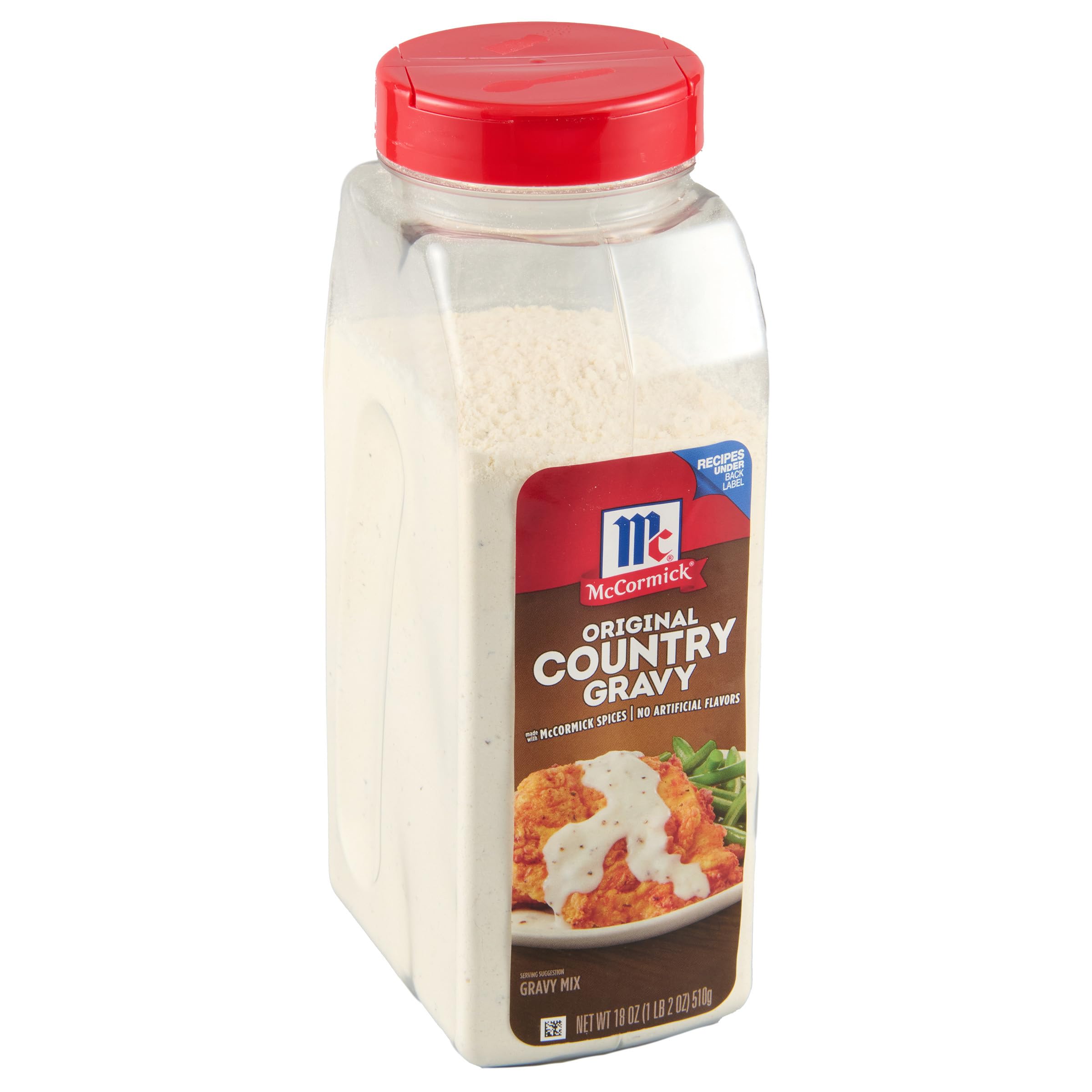 McCormick Country Gravy Mix 18 oz packaging shown for easy family meals.
