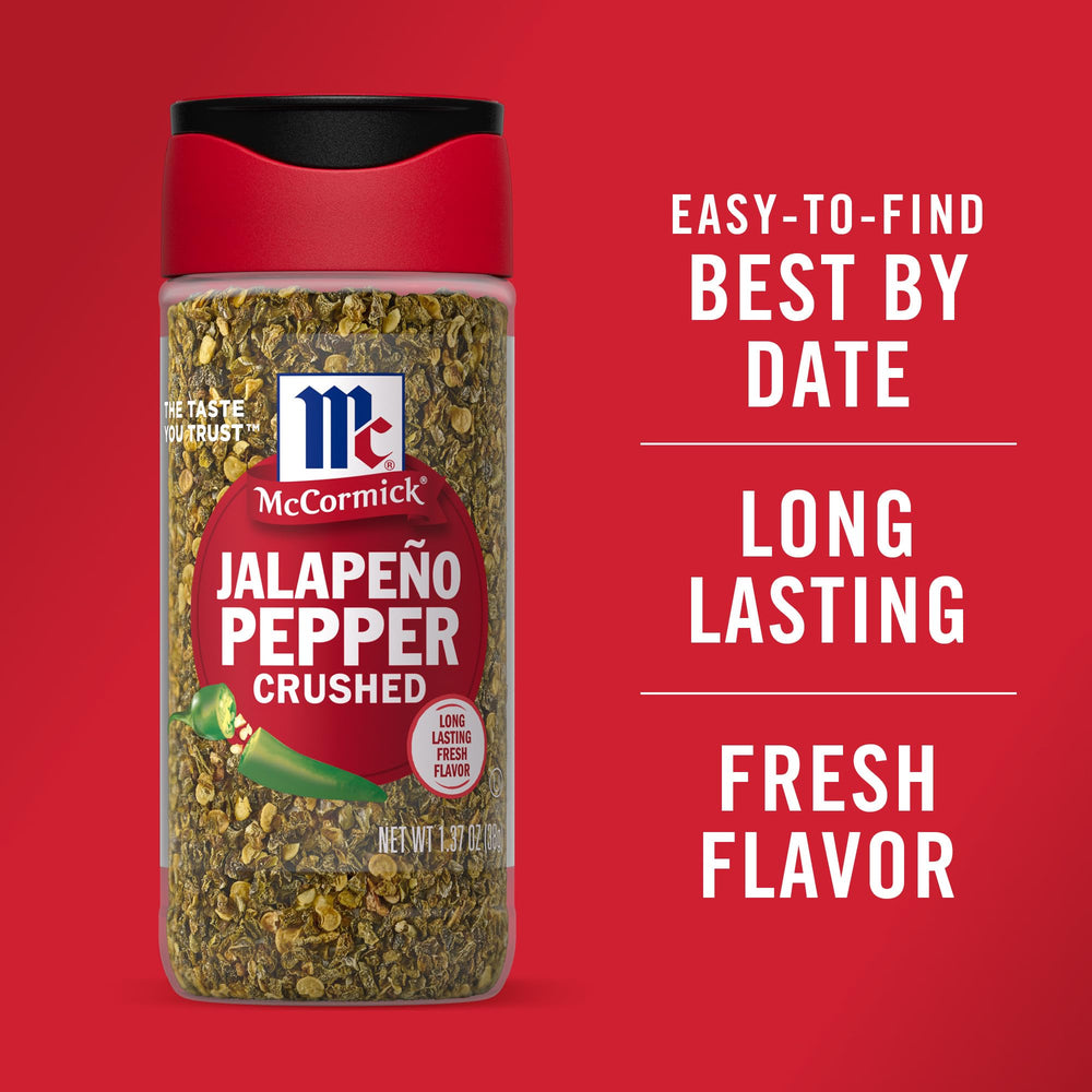 Closeup texture of McCormick Crushed Jalapeño for authentic heat