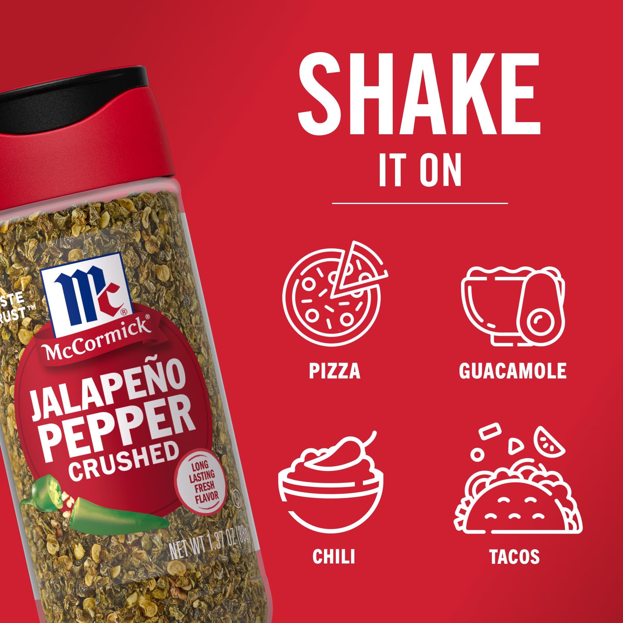 McCormick Crushed Jalapeño Pepper salsa bowl, vibrant color.