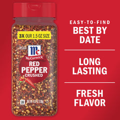 McCormick Crushed Red Pepper jar on shelf highlights fresh, non-GMO ingredients
