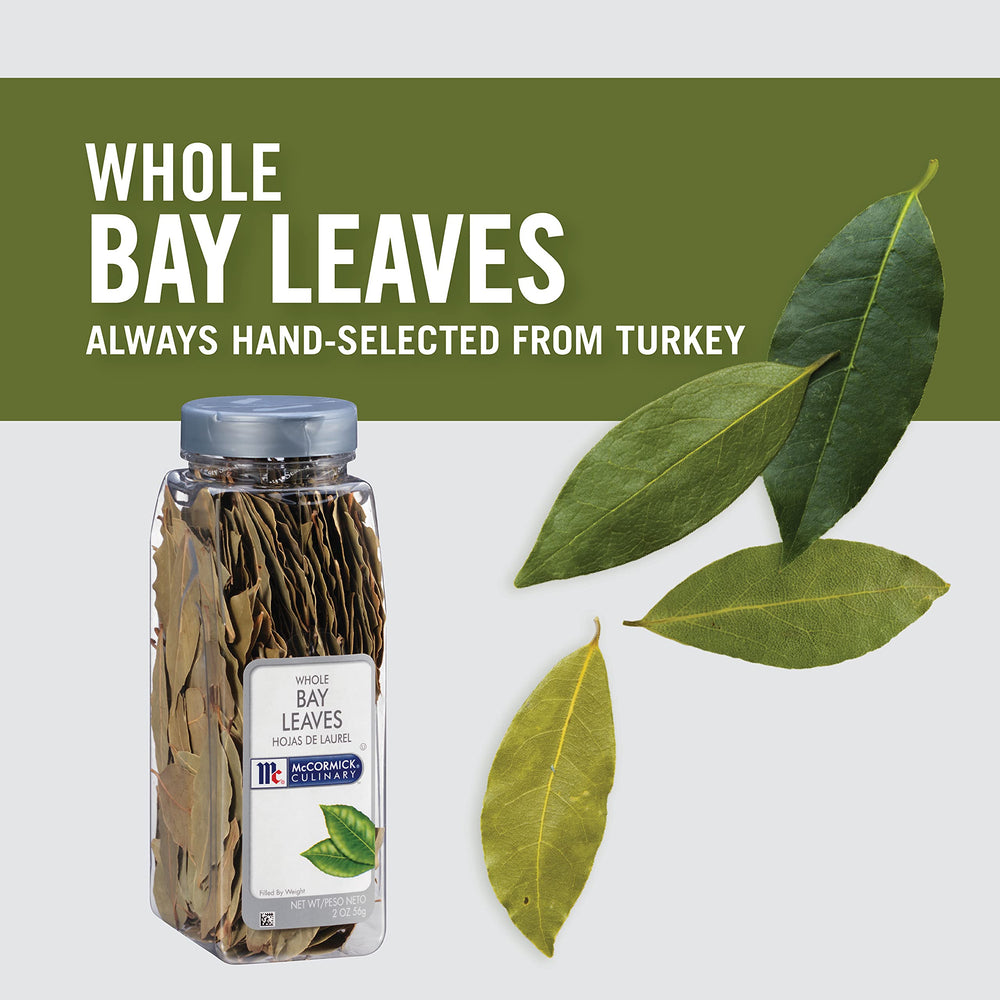 Bay leaves added to stews and marinades during simmering for depth