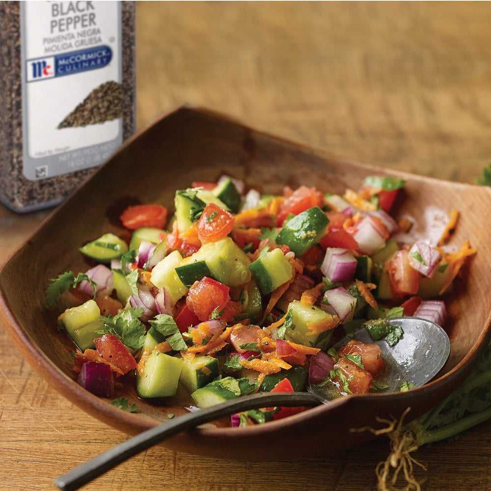 McCormick Culinary pepper on salads delivering piney, woody notes.