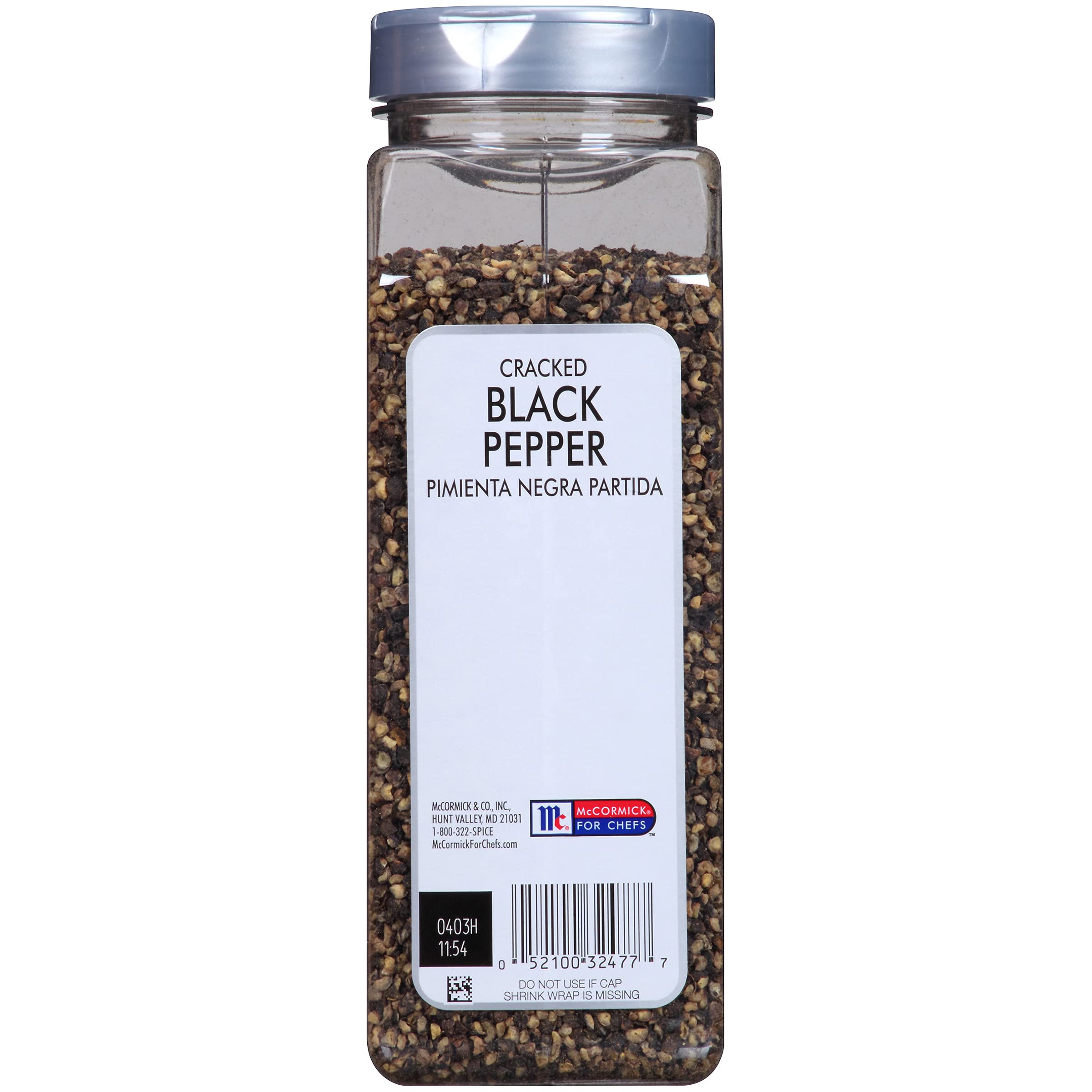 Close-up of cracked peppercorns from McCormick Culinary shows rustic texture and premium appearance.