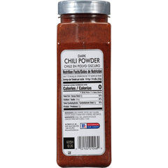 Close view of McCormick Culinary Dark Chili Powder dust for beef rub