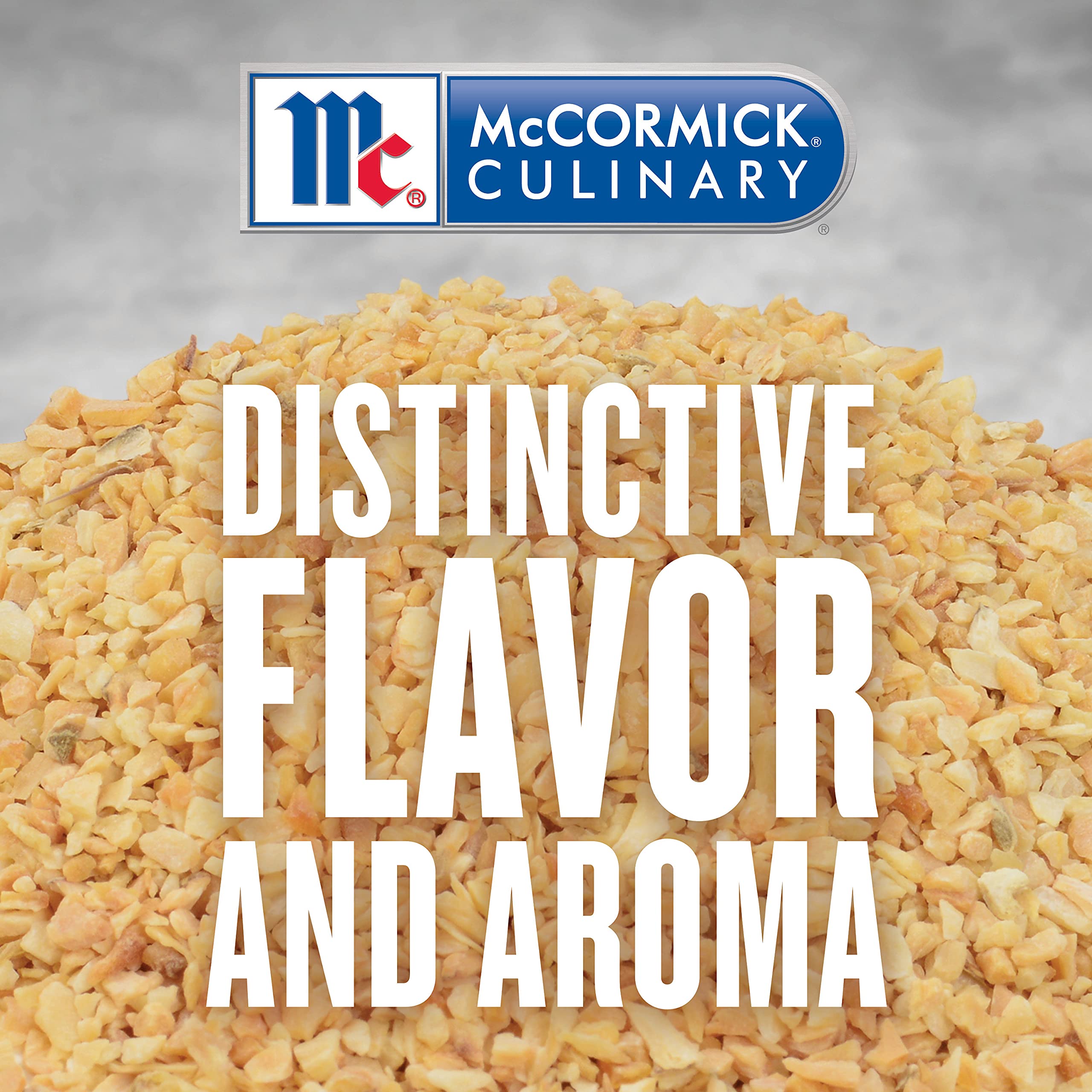 McCormick Culinary dried garlic flakes close-up preserves flavor for quick seasoning