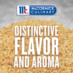 McCormick Culinary dried garlic flakes close-up preserves flavor for quick seasoning