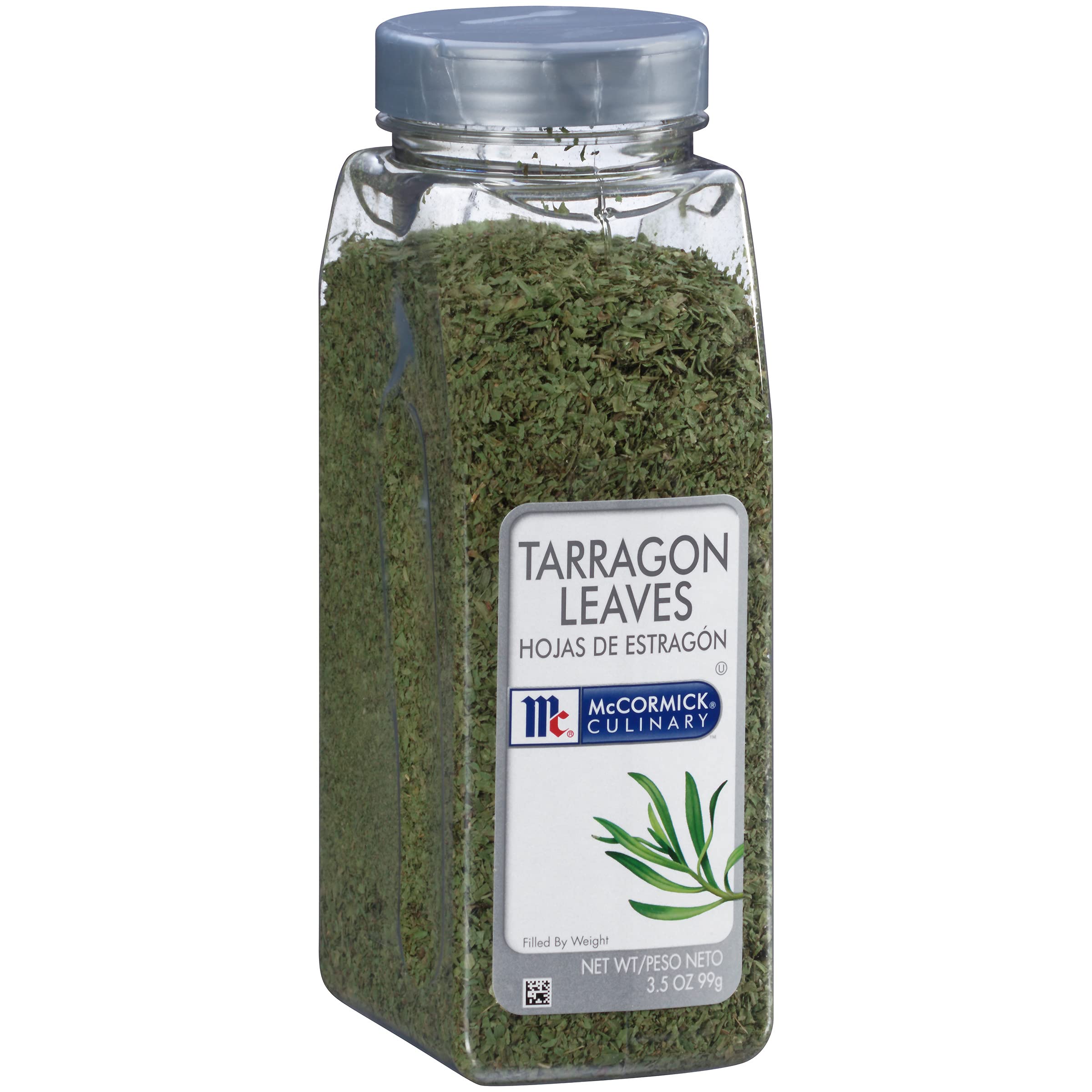 McCormick Culinary dried tarragon leaves bottle adds flavor to sauces.