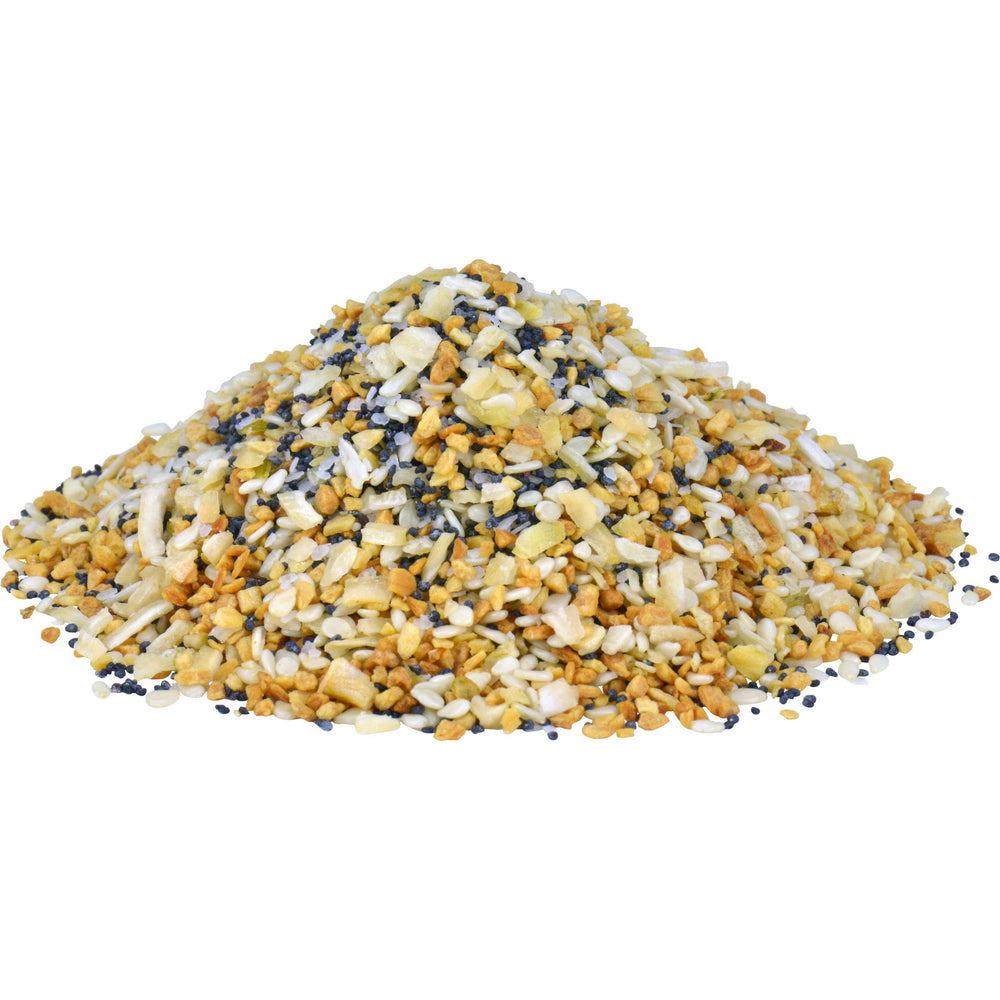 Par-baked breads dusted with McCormick Culinary Everything Bagel Seasoning for crust