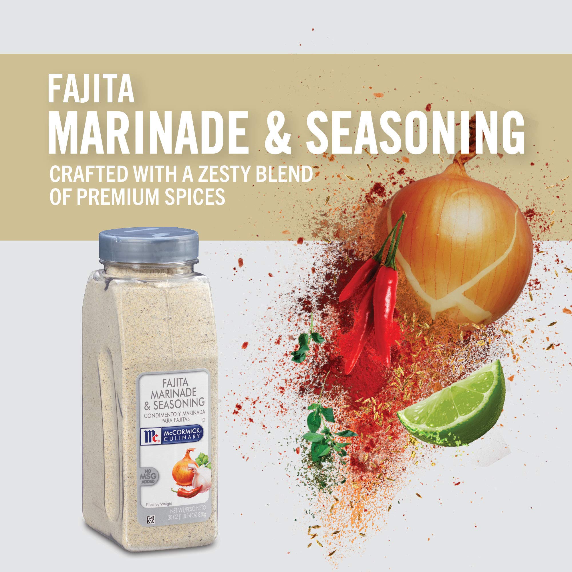 Sizzling colorful fajita vegetables on the grill with McCormick Culinary mix