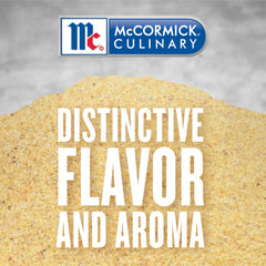 McCormick Culinary Garlic Powder dispensing pour, fine texture blends into sauces evenly.