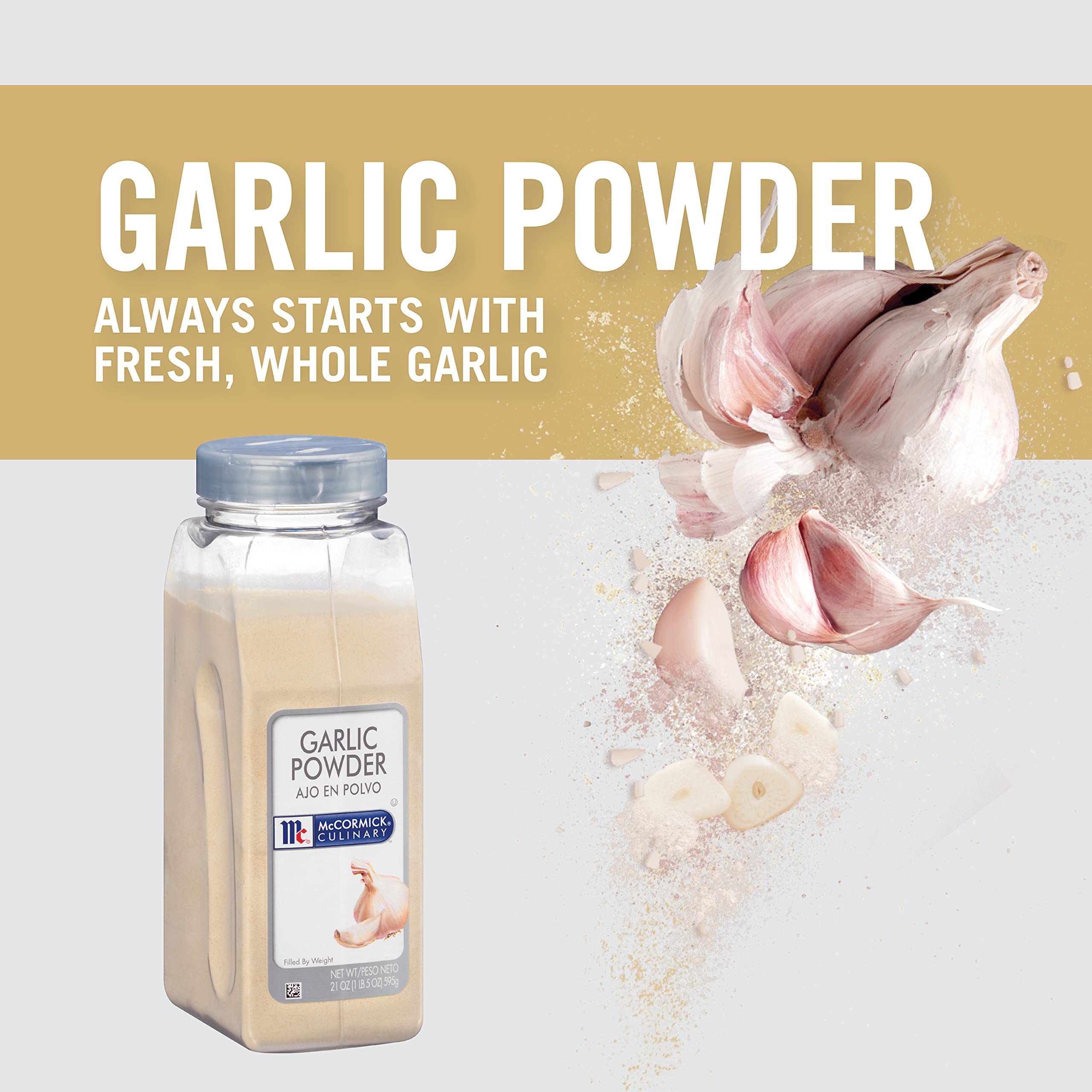 McCormick Culinary Garlic Powder spice-rack display, ready for high-volume kitchen use.