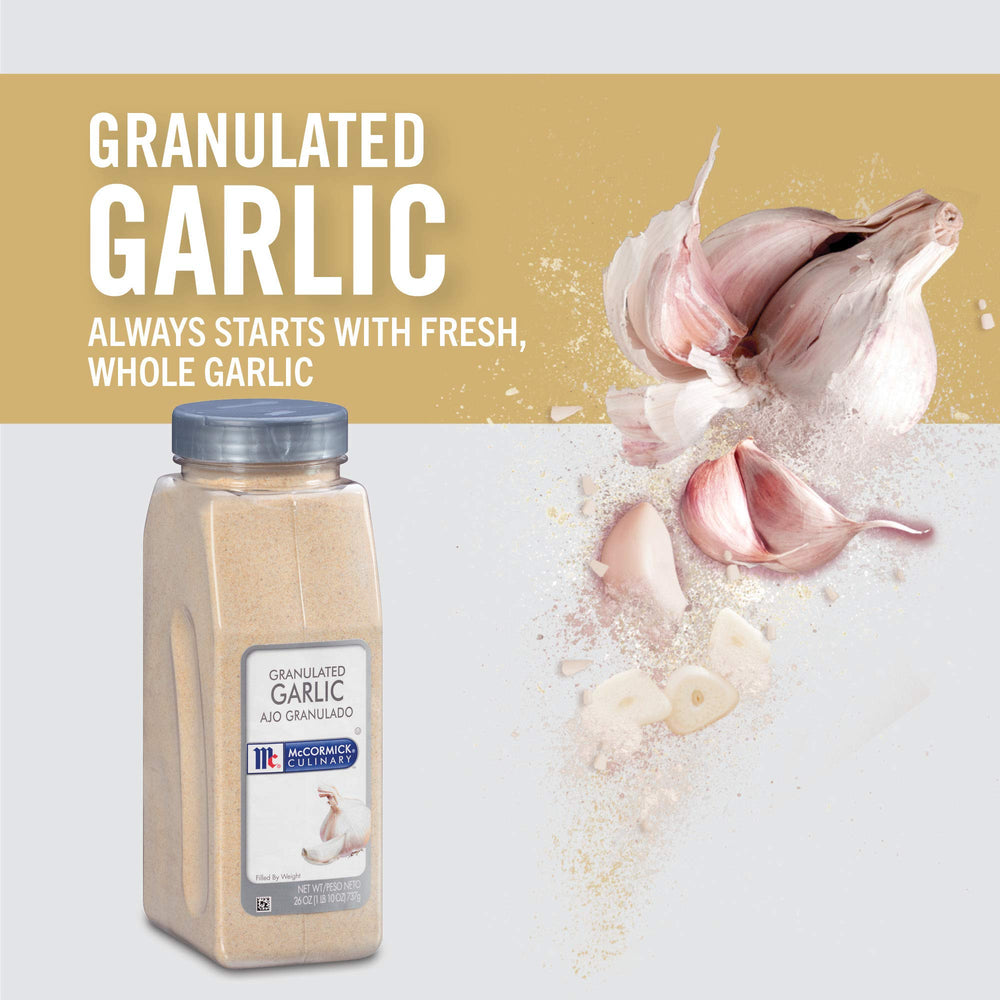 McCormick Culinary granulated garlic pork-rub speeds flavor-building for pork.