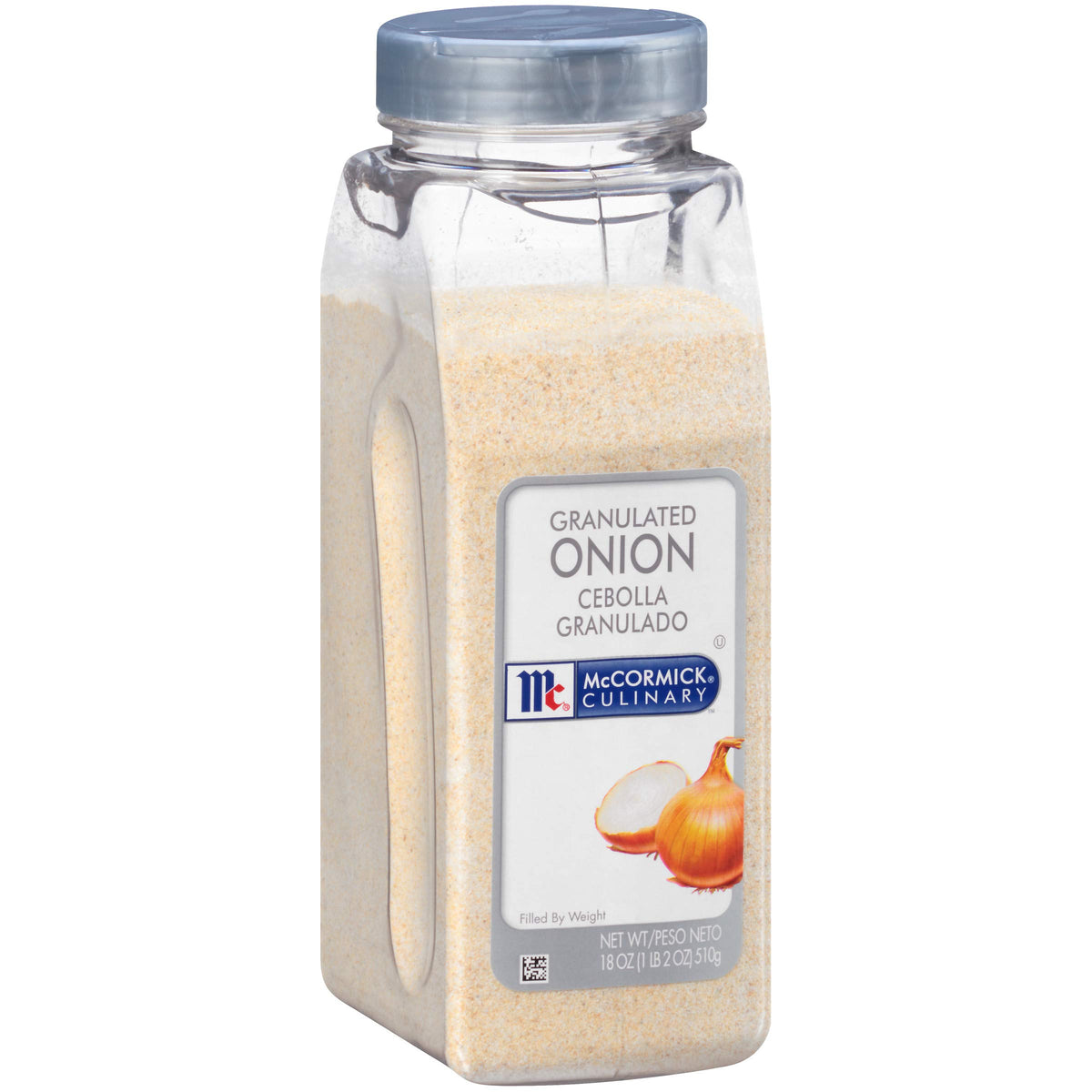 McCormick Culinary granulated onion jar front view for quick flavoring in soups