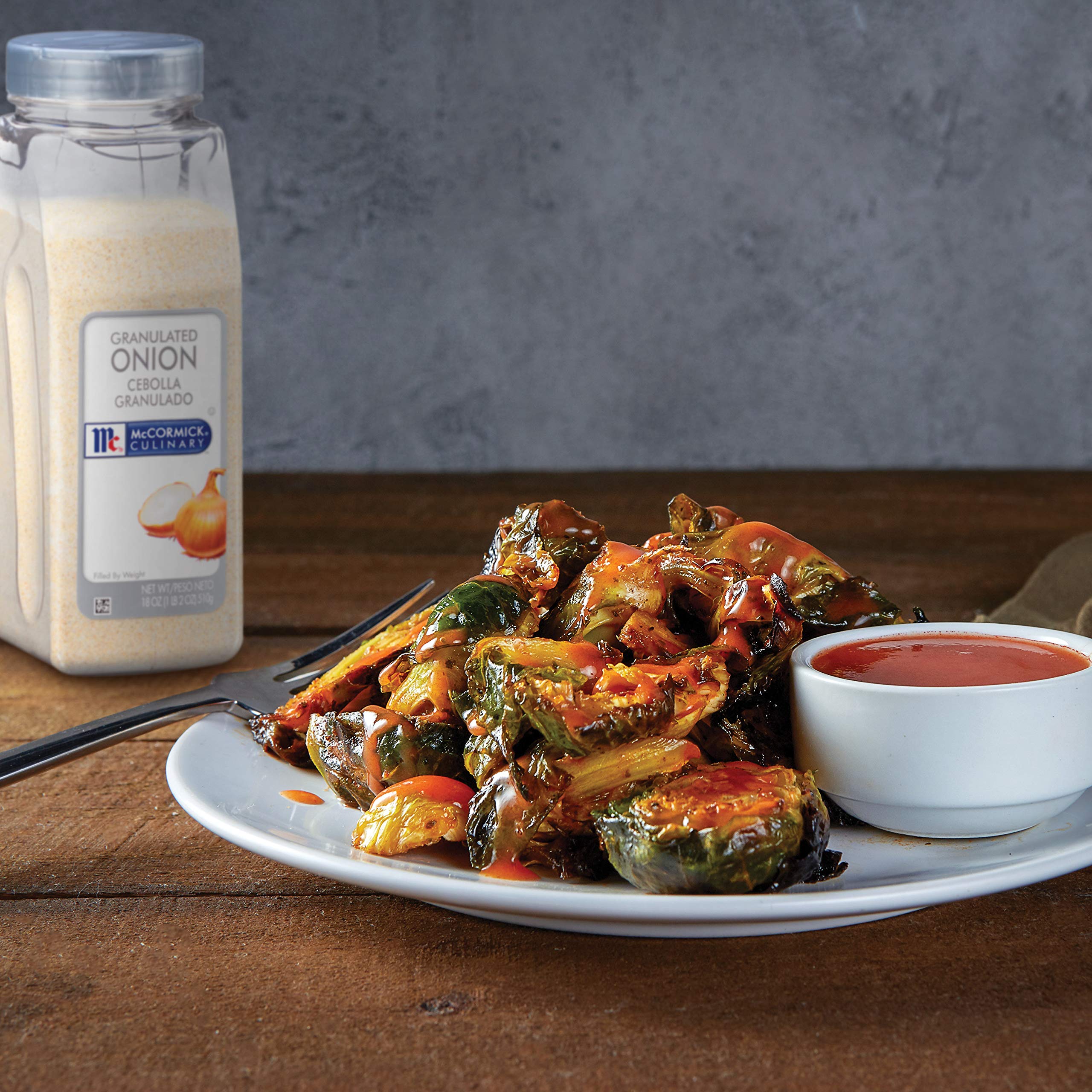 McCormick Culinary granulated onion on countertop for quick seasoning