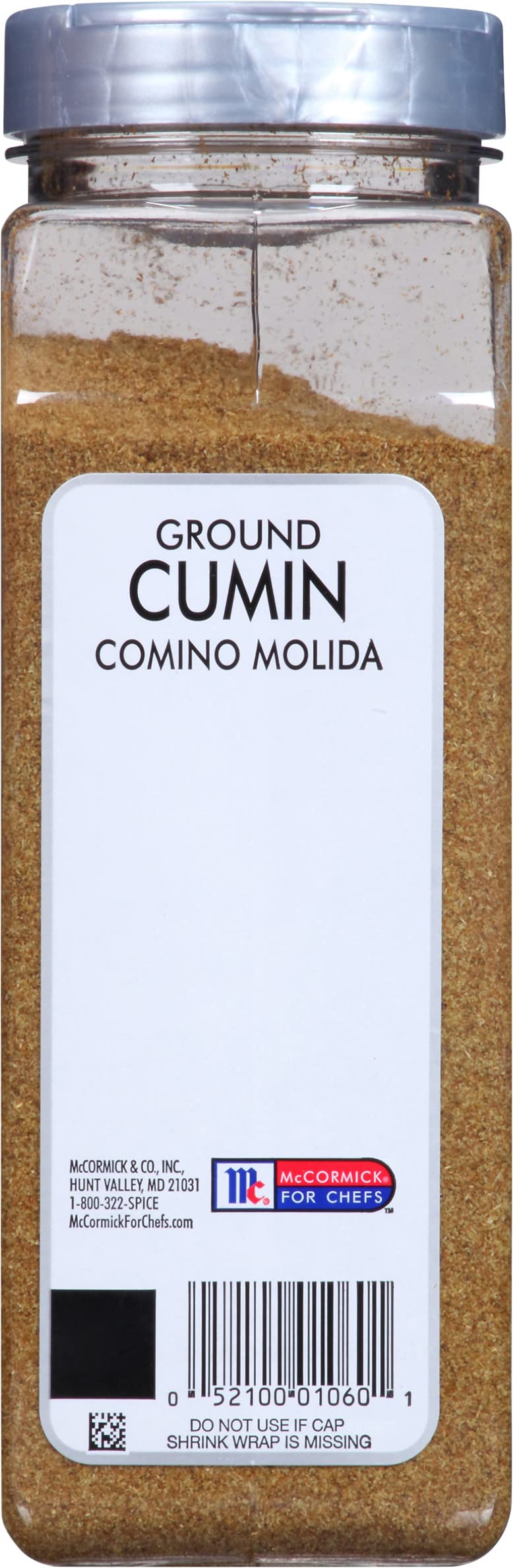 McCormick Culinary ground cumin pour jar for even sprinkling.