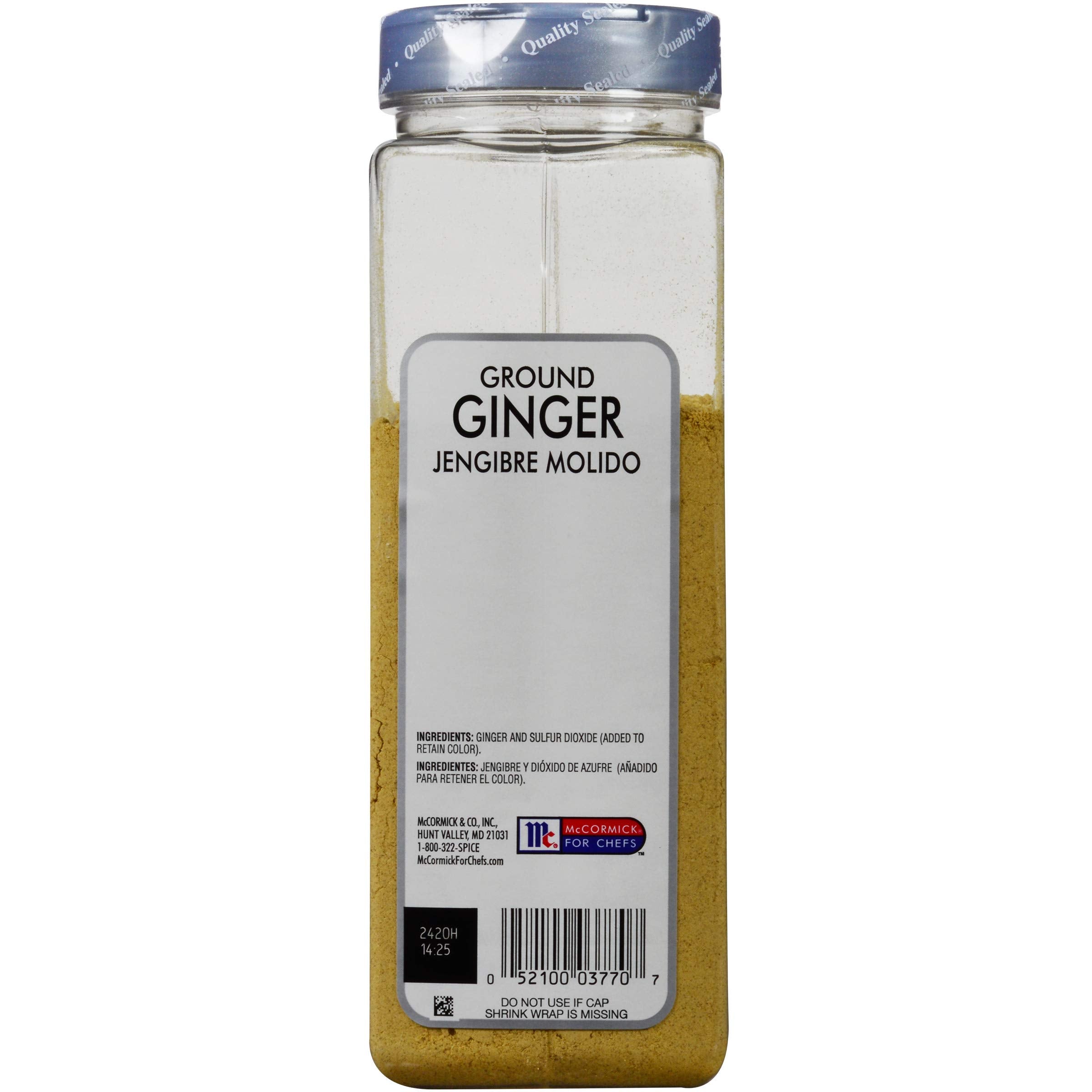 Split-lid container allows easy, precise measuring of this premium ginger powder.