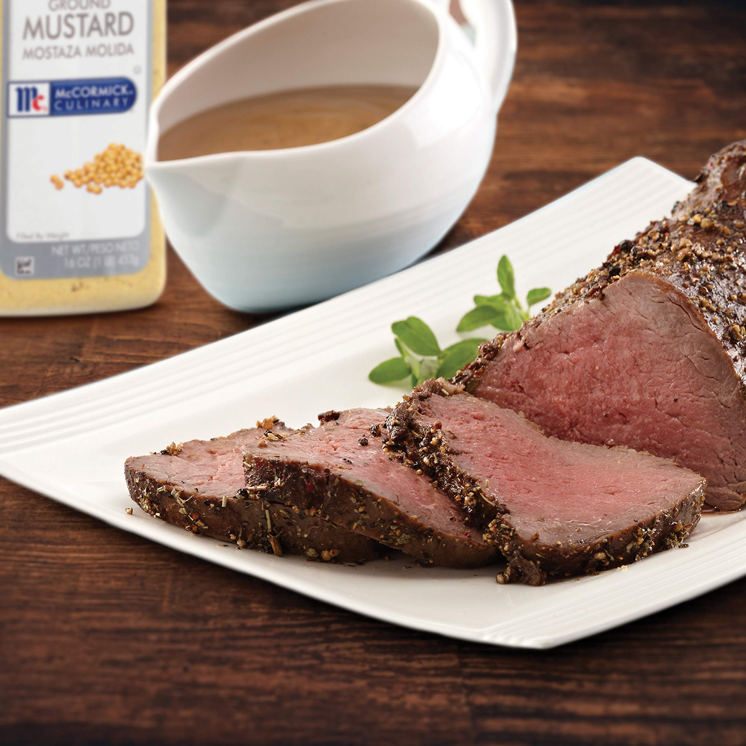 McCormick Culinary ground mustard powder with kosher label visible.