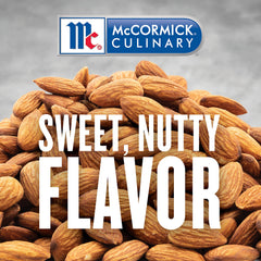 McCormick Culinary imitation almond extract pour view for precise dispensing in bulk recipes.