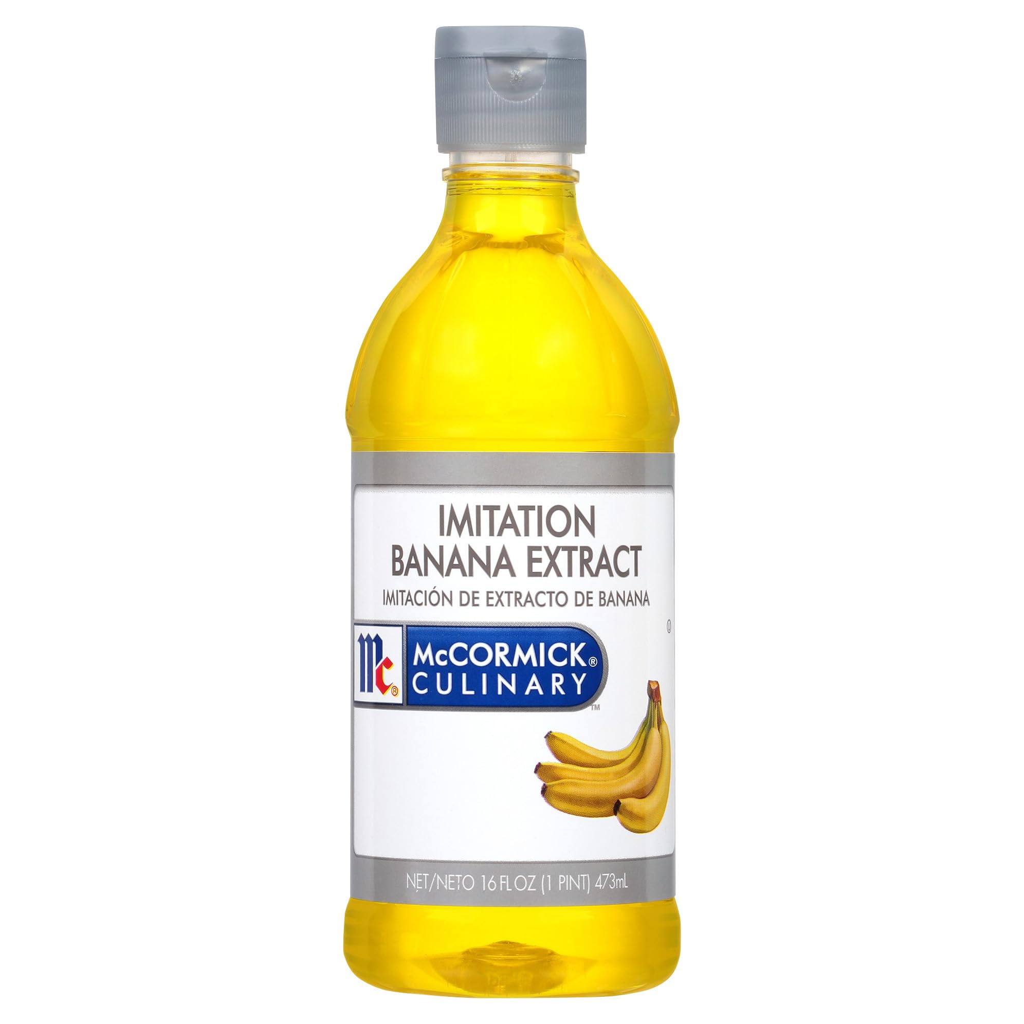 McCormick Culinary imitation banana extract bottle enhances batters and desserts.
