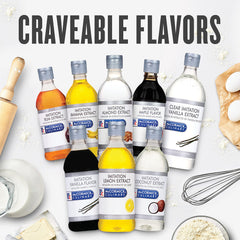 Close-up of the label highlights gluten-free maple flavoring for seasonal recipes.