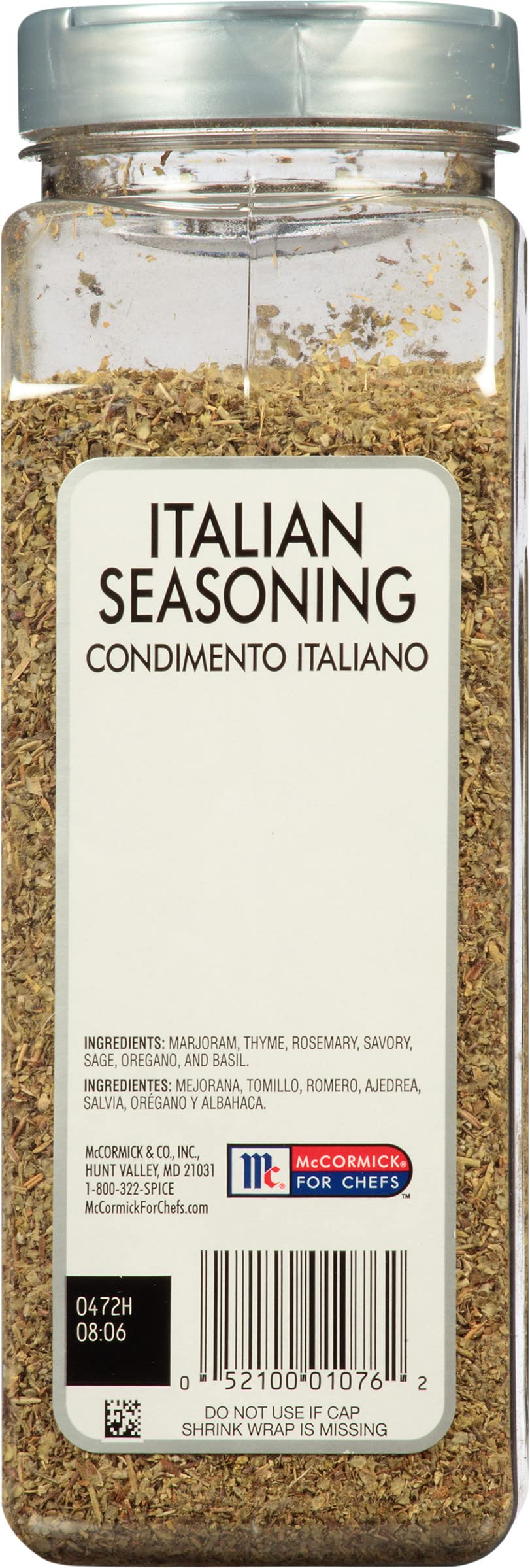 McCormick Culinary Italian Seasoning in glass jar on kitchen shelf