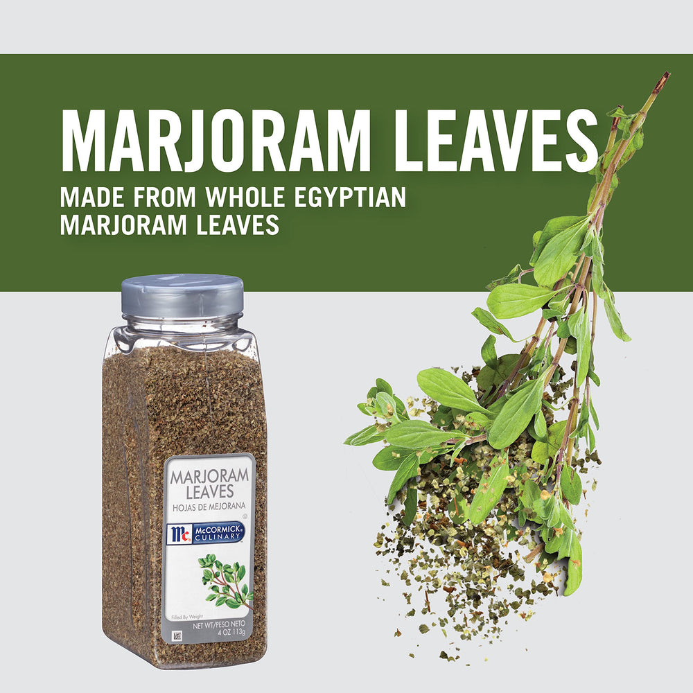 Marjoram Leaves stored in pantry, a convenient kitchen staple.
