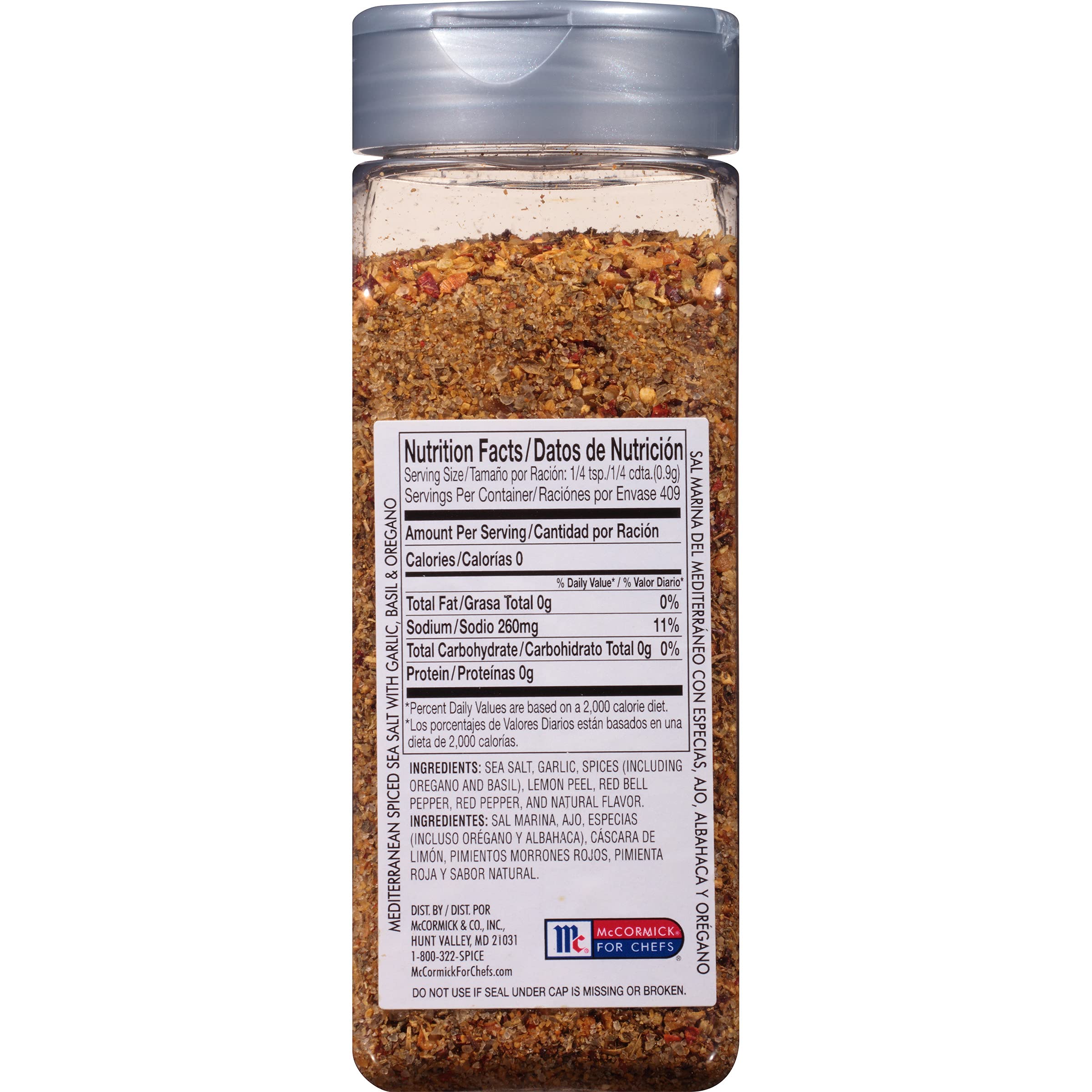 McCormick Culinary Mediterranean Spiced Sea Salt shaker cap for precise dispensing