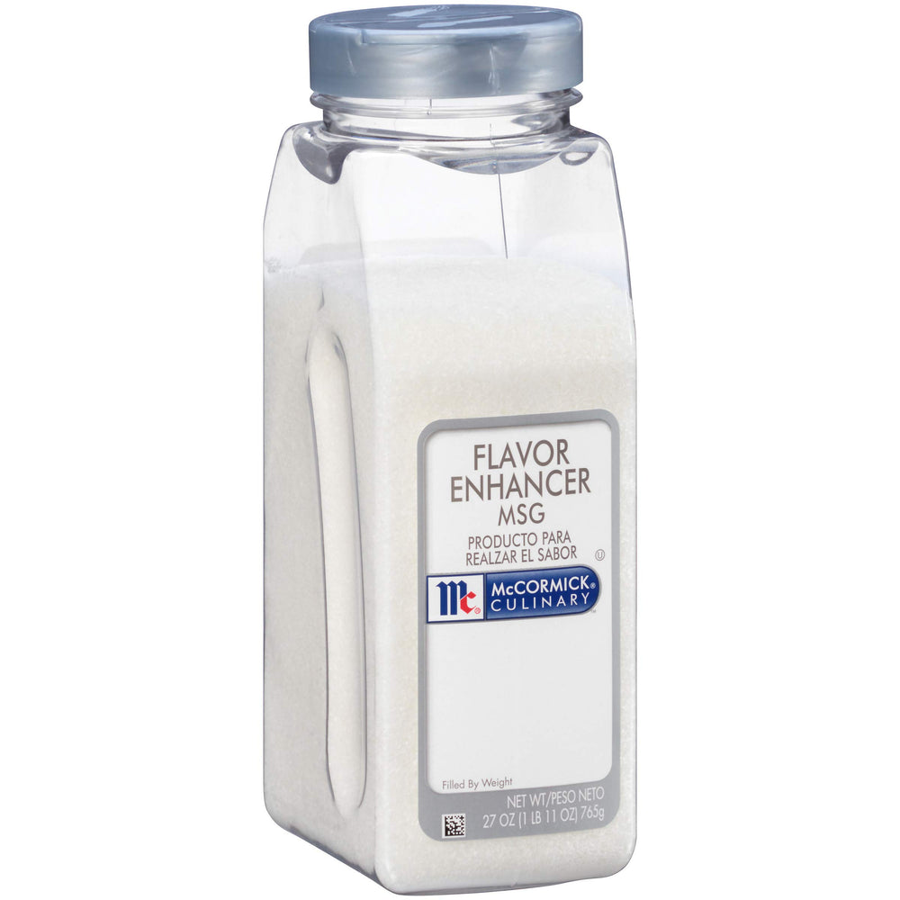 McCormick Culinary MSG Flavor Enhancer container in a busy kitchen for reliable umami boost.