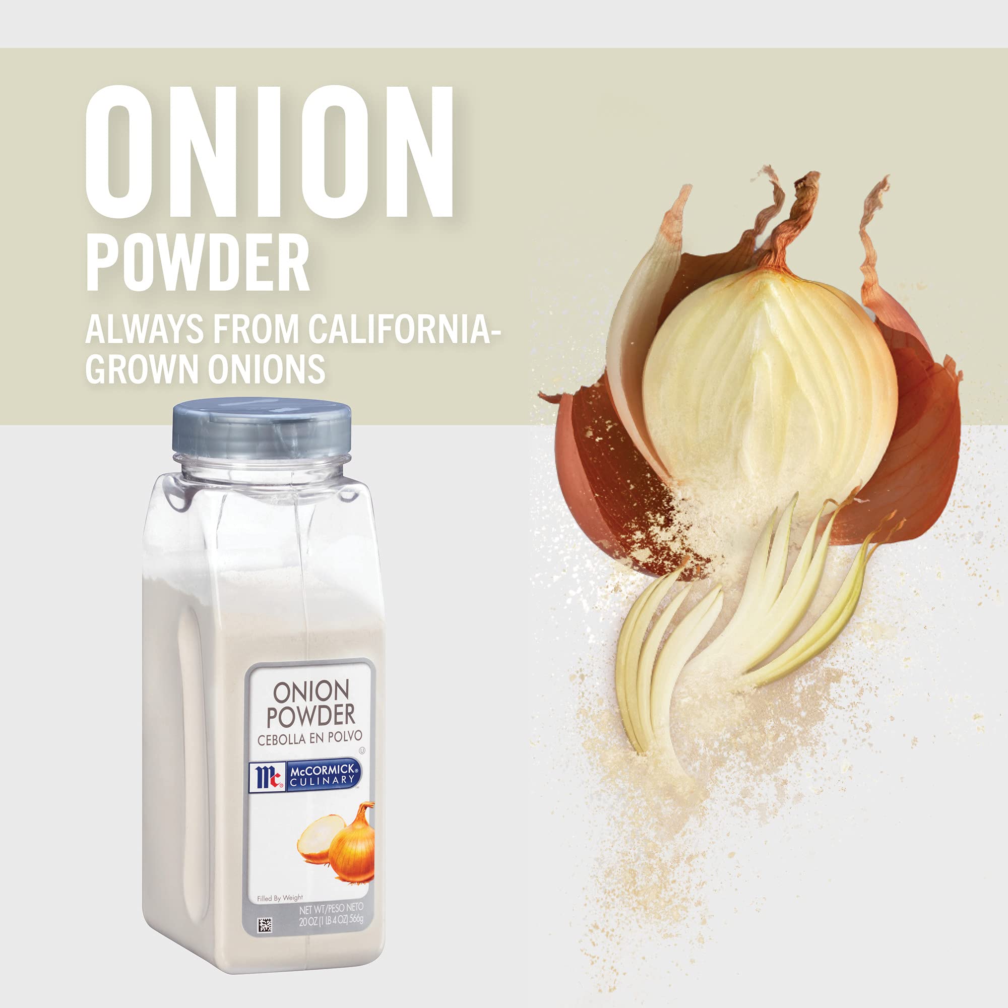 McCormick Culinary Onion Powder kitchen scene conveys reliable back of house seasoning solution