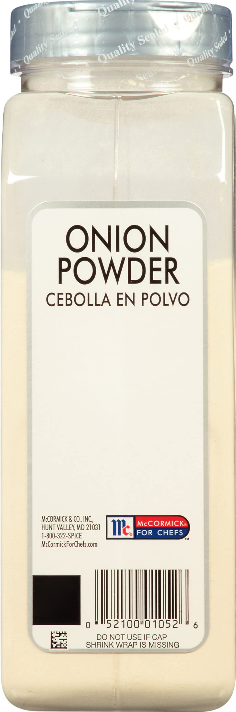 McCormick Culinary Onion Powder label closeup highlighting real onion origin and quality