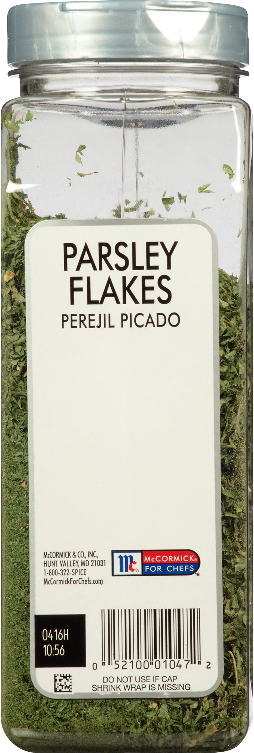 McCormick Culinary Parsley Flakes container front ready for quick seasoning.