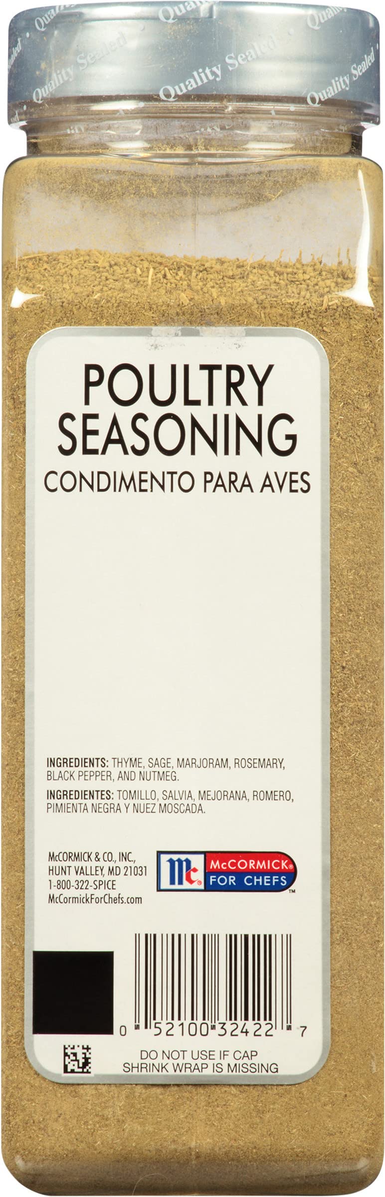 Ingredients closeup displays thyme, marjoram, nutmeg, sage blend