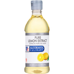 McCormick Culinary Pure Lemon Extract bottle showing bright aroma for desserts.