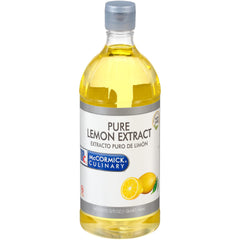 McCormick Culinary Pure Lemon Extract bottle adds bright lemon flavor to desserts.